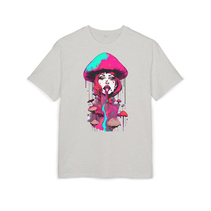 Vibrant Mushroom Art Unisex Heavy Oversize Tee, Funky T-Shirt, Artistic Casual Wear, Gift for Art Lovers, Unique Streetwear