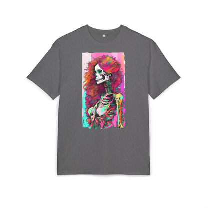 Vibrant Skeleton Art Unisex Heavy Oversize Tee, Halloween Shirt, Statement Tee, Graphic Tee, Casual Wear, Gift