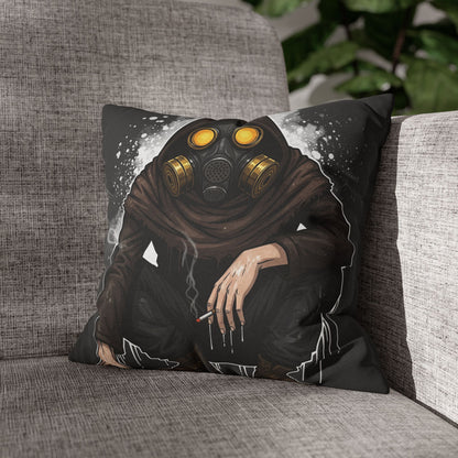 Gothic Gas Mask Pillowcase - Unique Home Decor, Edgy Throw Pillow, Gifts for Sci-Fi Fans, Alternative Room Style, Men’s Bedroom Decor