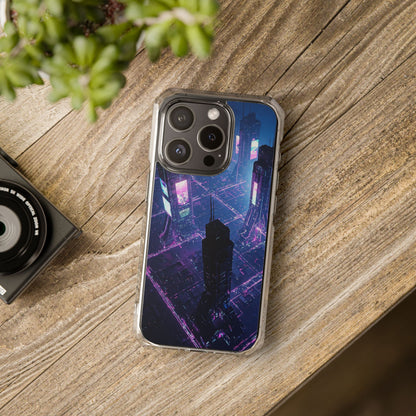 Futuristic Cityscape Phone Case, Customizable Clear Impact Case, Gift for Tech Lovers, Unique Phone Accessory, Aesthetic Cell Phone Cover