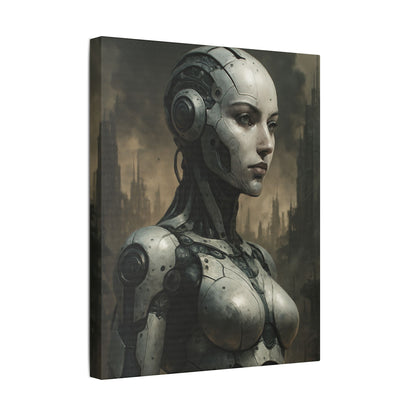 Futuristic Robot Canvas Art, Stretched Painting, Wall Decor for Tech Lovers, Sci-Fi Home Office, Unique Gift Idea, AI Artwork