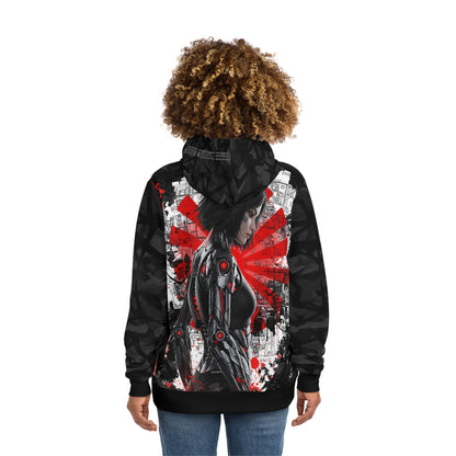 Futuristic Graphic Hoodie, Cyberpunk Fashion Pullover, Streetwear Sweatshirt, Unisex Hoodie for Tech Lovers, Aesthetic Gift for Him/Her