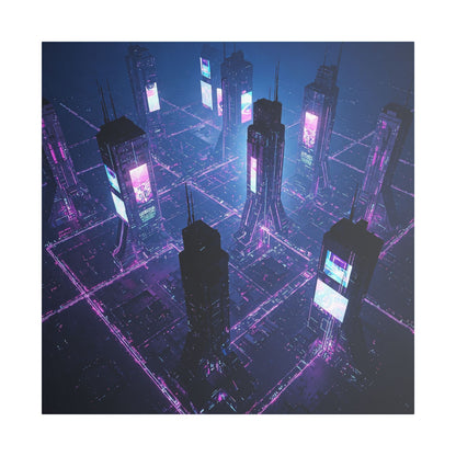 Futuristic Art Canvas, Urban Wall Decor, Retro Digital Print, Cyberpunk Artwork, Modern Home Aesthetic