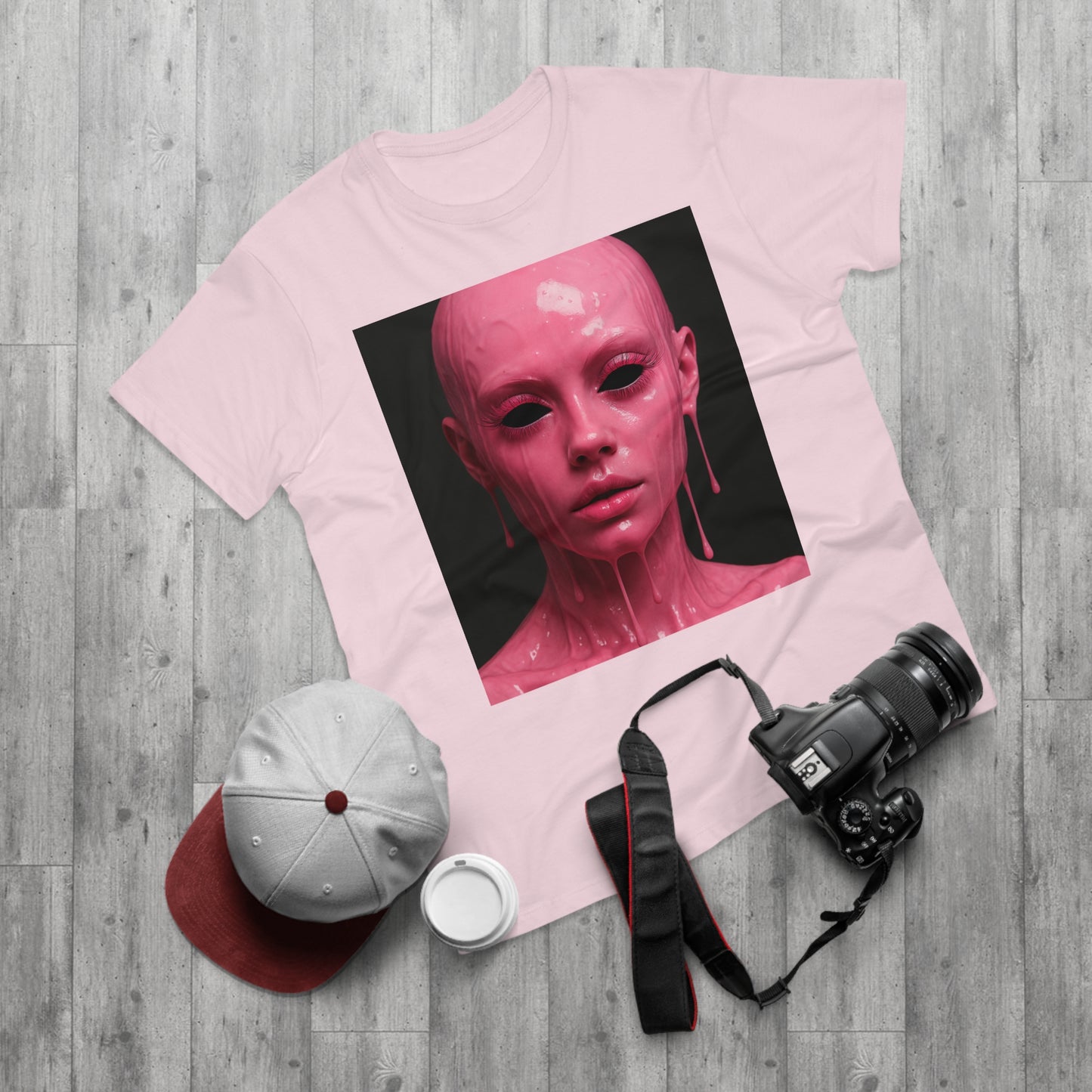 Artistic Pink Melting Face T-Shirt - Trendy Graphic Tee, Unique Gift, Statement Apparel, Festival Wear, Occasional Fashion, Street Style