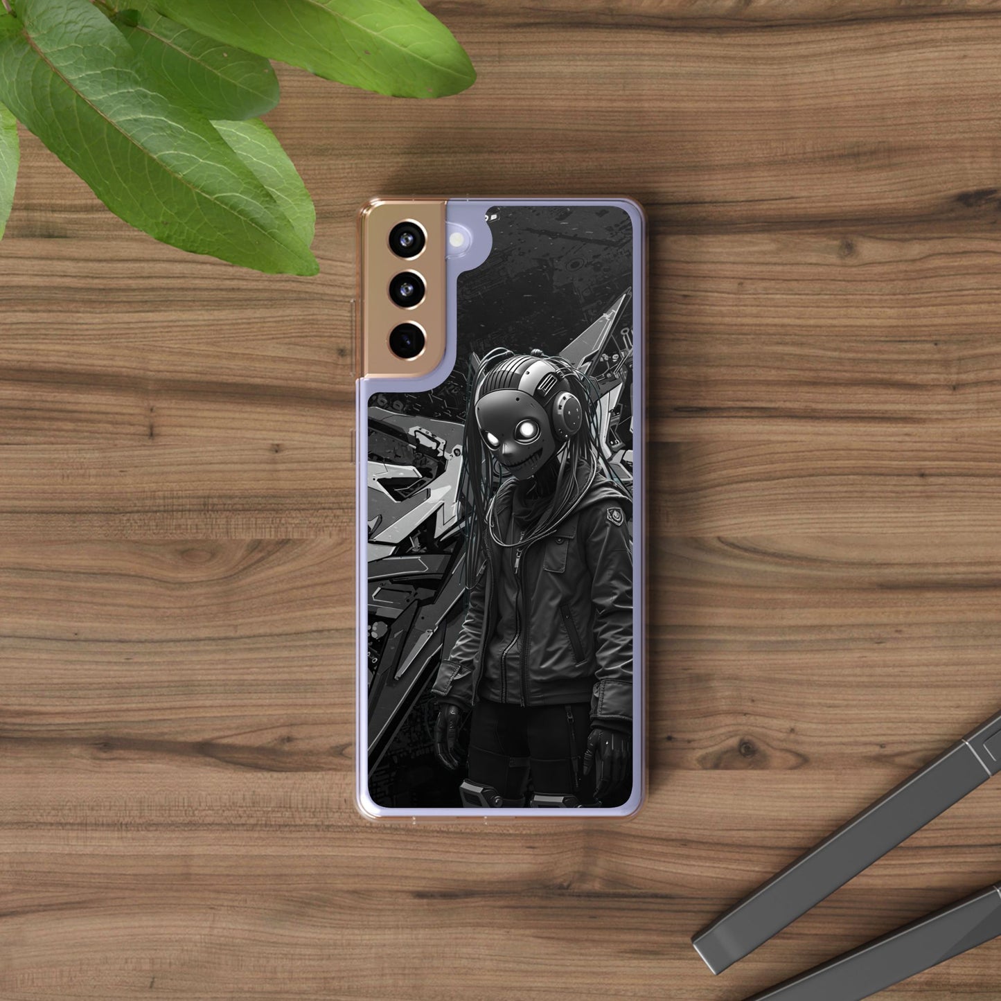 Anime-Inspired Clear Phone Case - Edgy Streetwear Style