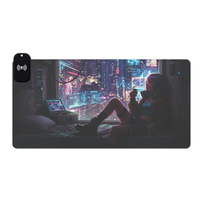 LED Gaming Mouse Pad with Wireless Charging - Futuristic Gamer Desk Accessory, RGB Desk Mat, Gaming Setup Decor, Perfect for Gifts