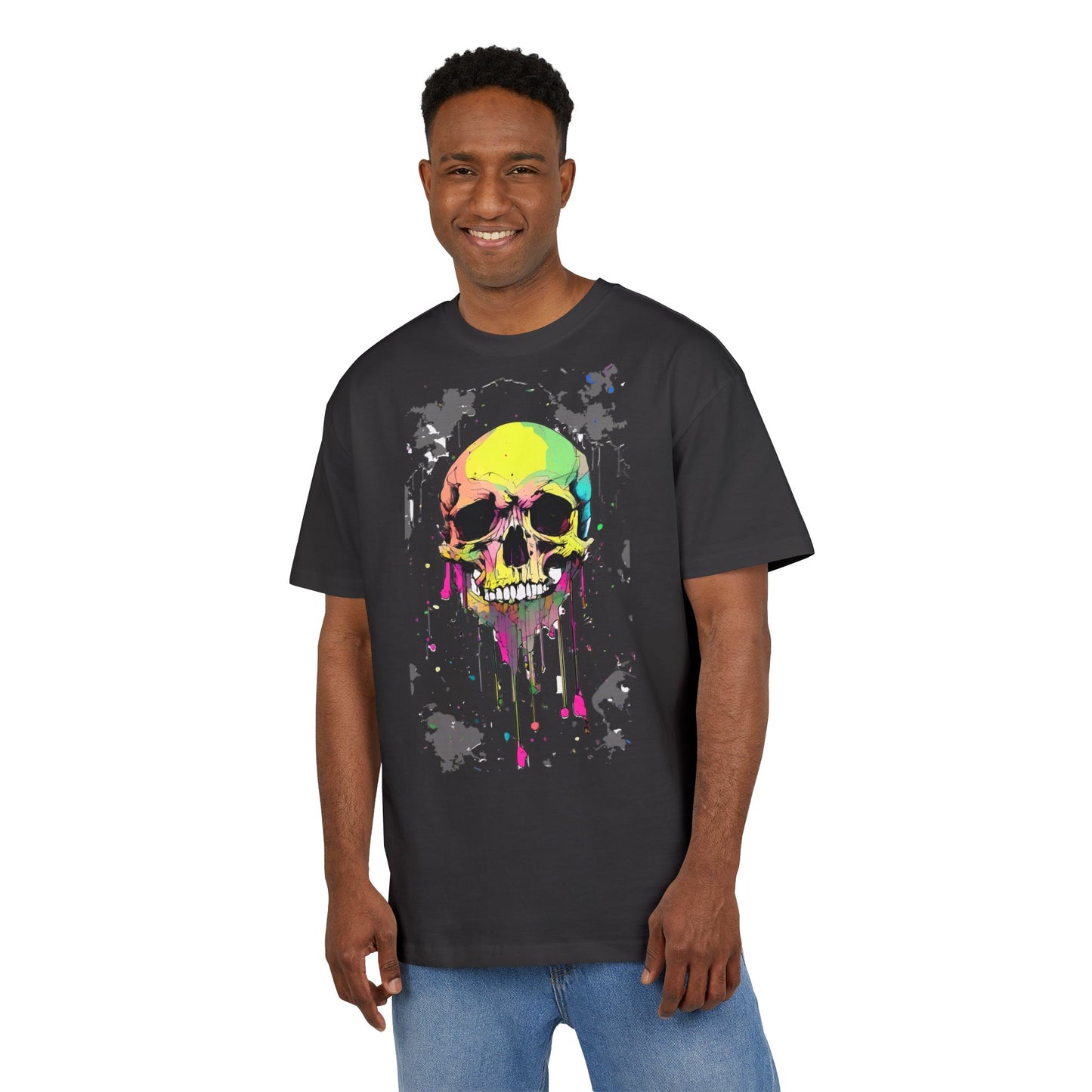 Colorful Skull Oversized Tee - Edgy Graphic Shirt for Casual Wear, Street Style, Gifts, etc.