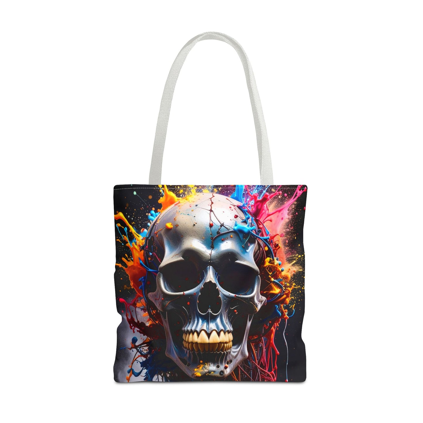 Vibrant Skull Tote Bag, Artistic Reusable Bag, Eco-Friendly Shopping Tote, Perfect Gift for Halloween, Gothic Style