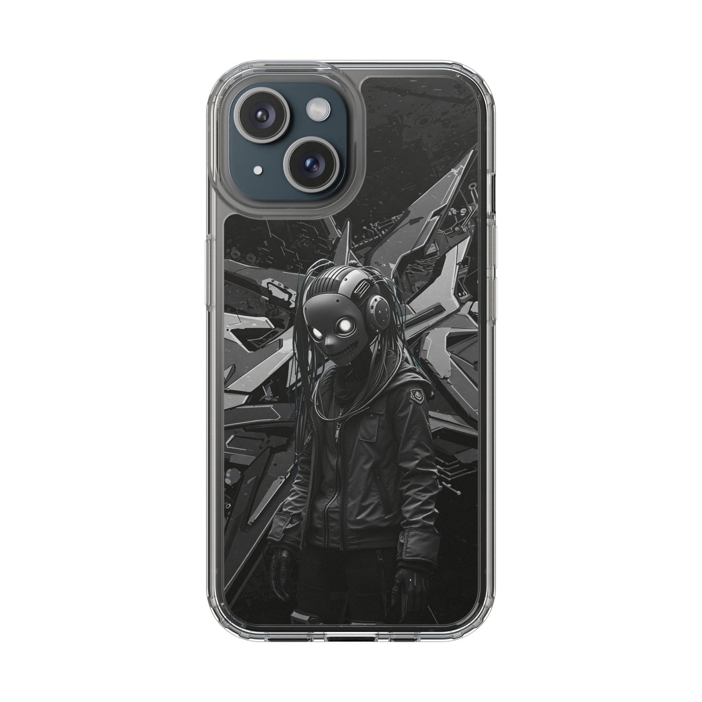 Anime-Inspired Clear Phone Case - Edgy Streetwear Style