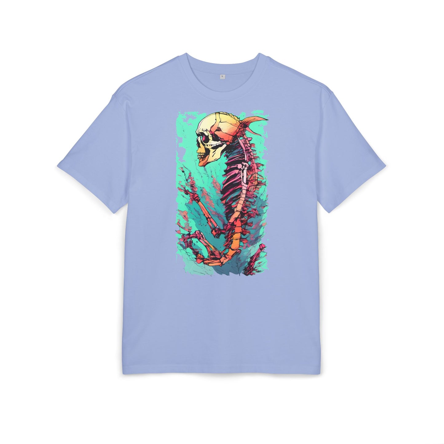 Colorful Skeleton Art Unisex Heavy Oversize Tee | Graphic Tee, Skeleton Shirt, Artsy Gift, Halloween Apparel, Trendy Streetwear