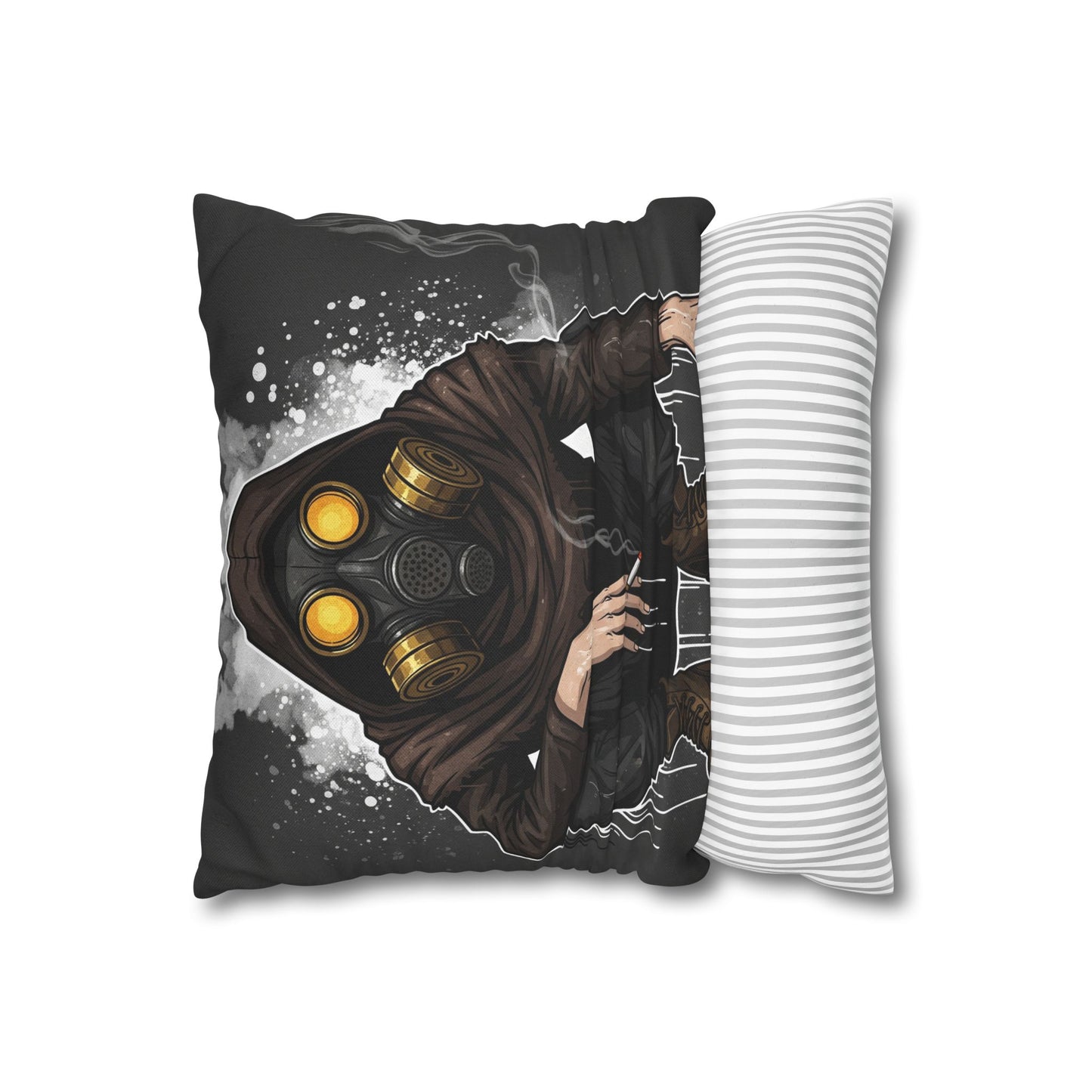 Gothic Gas Mask Pillowcase - Unique Home Decor, Edgy Throw Pillow, Gifts for Sci-Fi Fans, Alternative Room Style, Men’s Bedroom Decor