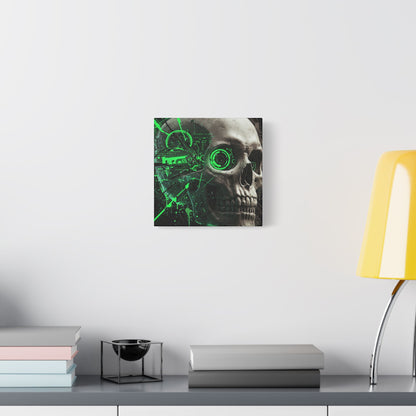 Digital Skull Art Wall Decor, Futuristic Skull Canvas Print, Cyberpunk Home Decor, Gothic Decoration, Unique Gift for Halloween