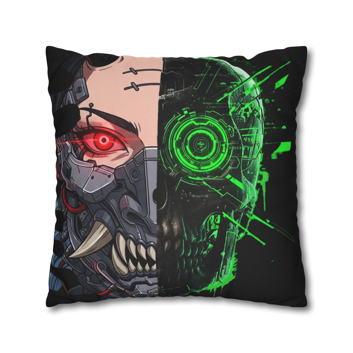 Futuristic Cyborg Pillowcase, Decorative Pillow Cover, Cyberpunk Home Decor, Gift for Sci-Fi Lovers, Gaming Room Accessory