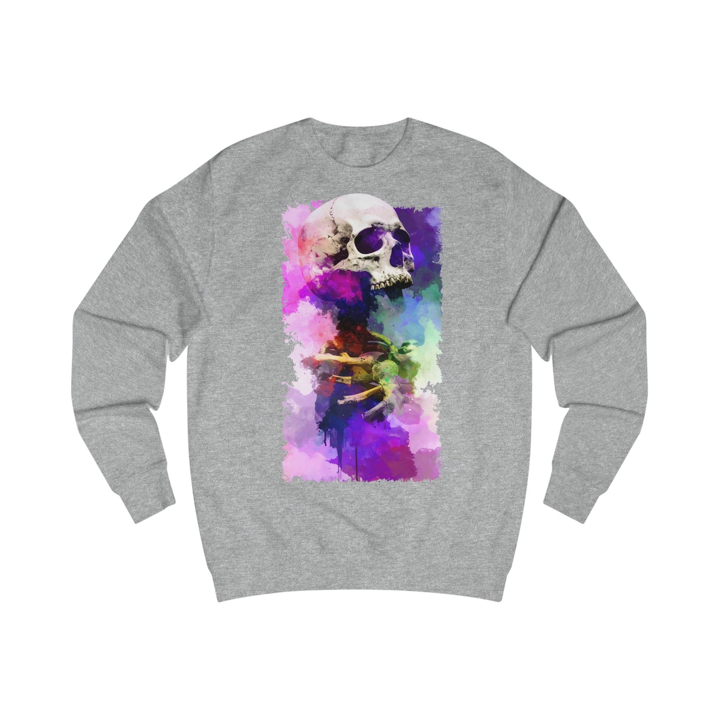 Vibrant Artistic Skull Unisex Sweatshirt, Gift for Art Lovers, Casual Wear, Halloween Style, Trendy Fall Fashion, Cozy Streetwear