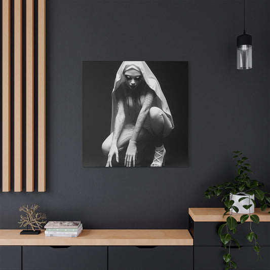 Gothic Art Print, Horror Decor, Canvas Wall Art, Home Aesthetic, Unique Gift, Modern Black and White Art