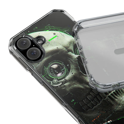 Gothic Skull Phone Case, Cyberpunk Design, Clear Impact Protection, Unique Gift for Him, Halloween Accessories, Tech Lover