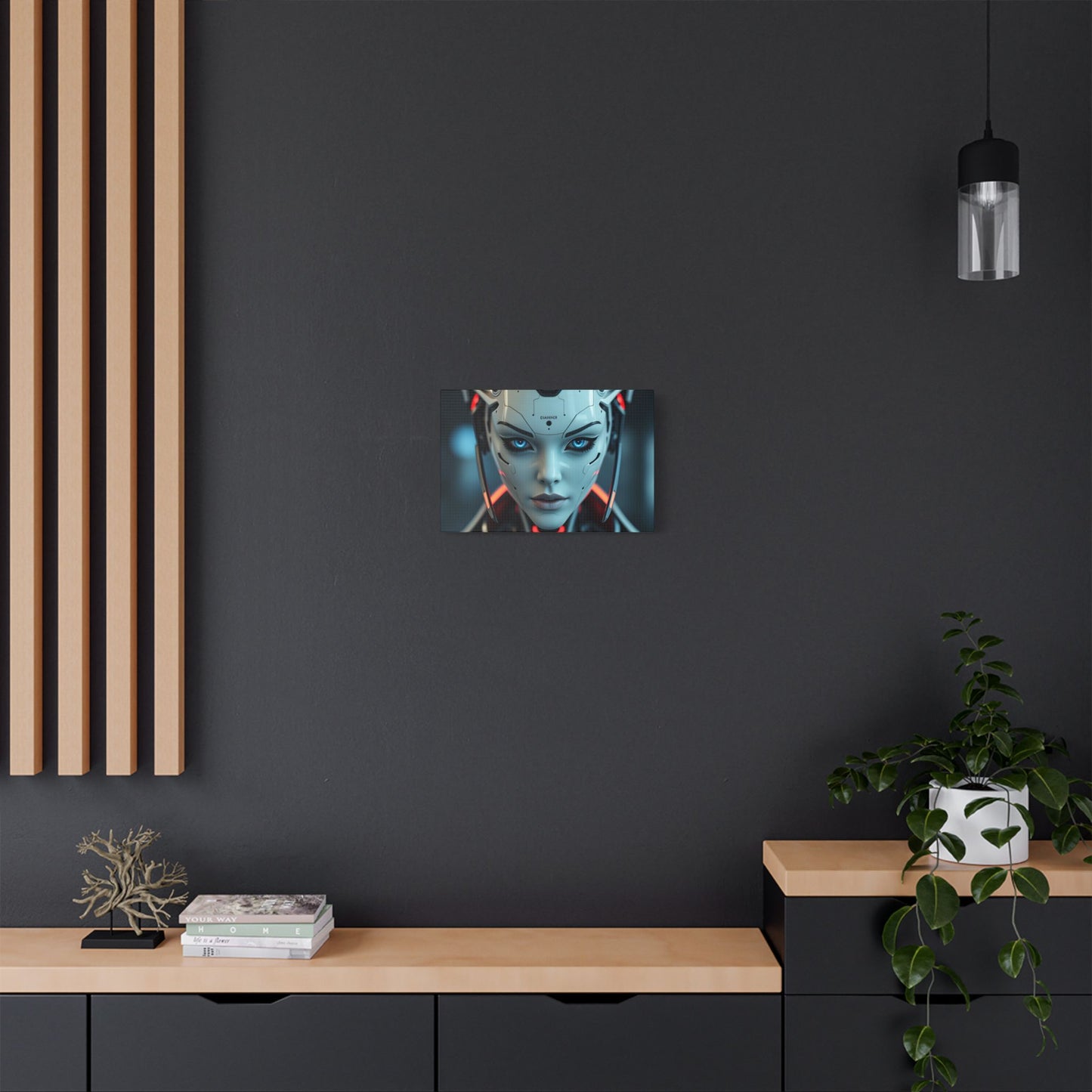 Futuristic Canvas Art Print, Digital Wall Decor, Modern Home Art, Unique Gift for Tech Lovers, Robotic Aesthetic