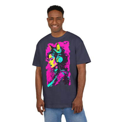 Vibrant Music Lover's Tee, Unisex Heavy Oversize Tee, Trendy Graphic Shirt, Colorful Art Top, Perfect for Festivals and Gifts