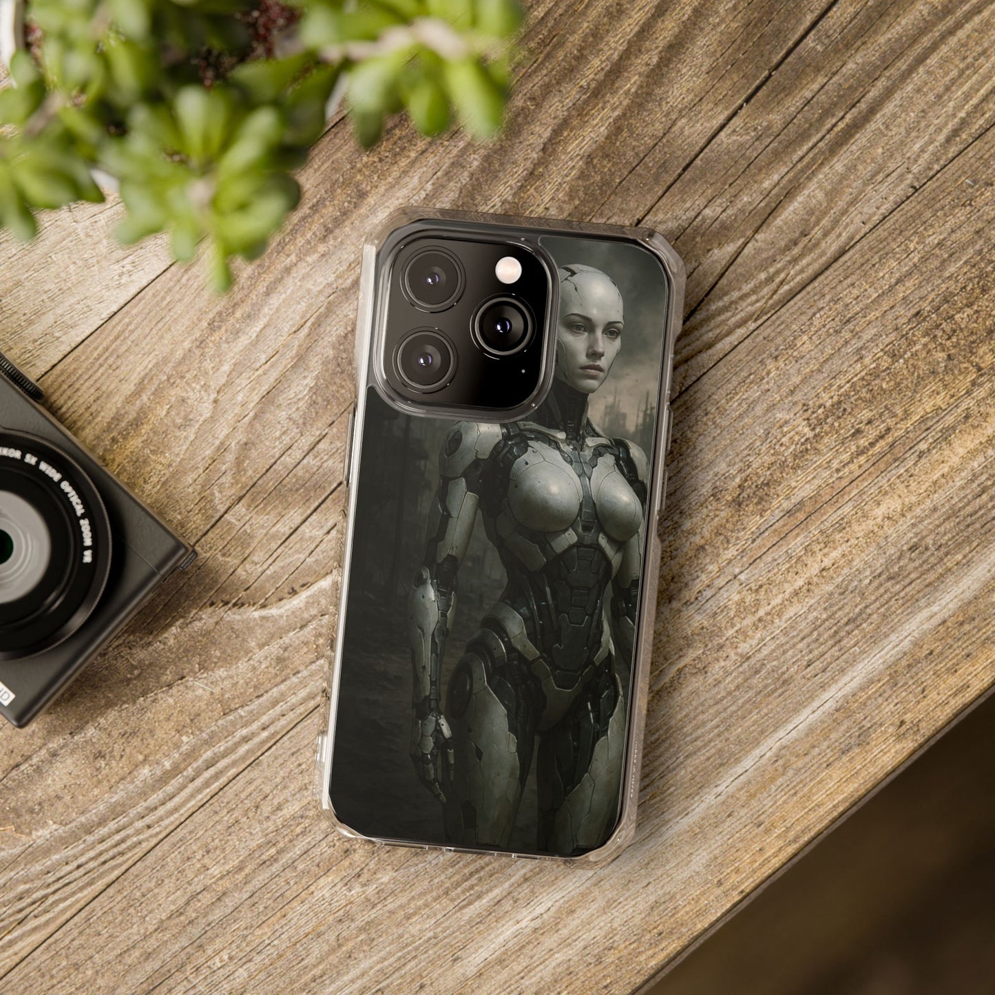 Futuristic Phone Case, Clear Impact Case with Sci-Fi Design, Smartphone Protection, Cyberpunk Aesthetic, Gift for Tech Lovers