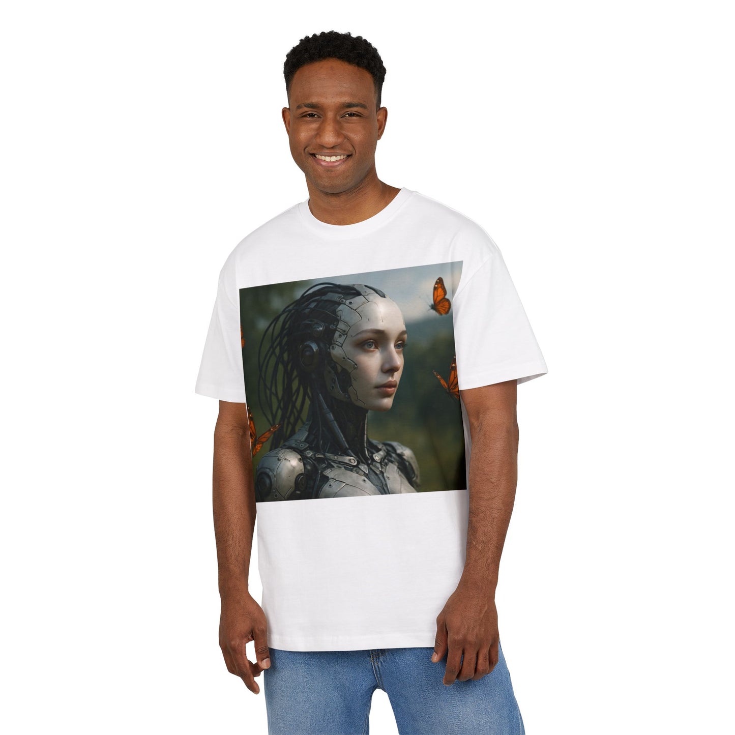 Futuristic Robot Graphic Tee, Oversize T-Shirt, Unisex Relaxed Fit Shirt, Casual Wear, Gift for Tech Lovers