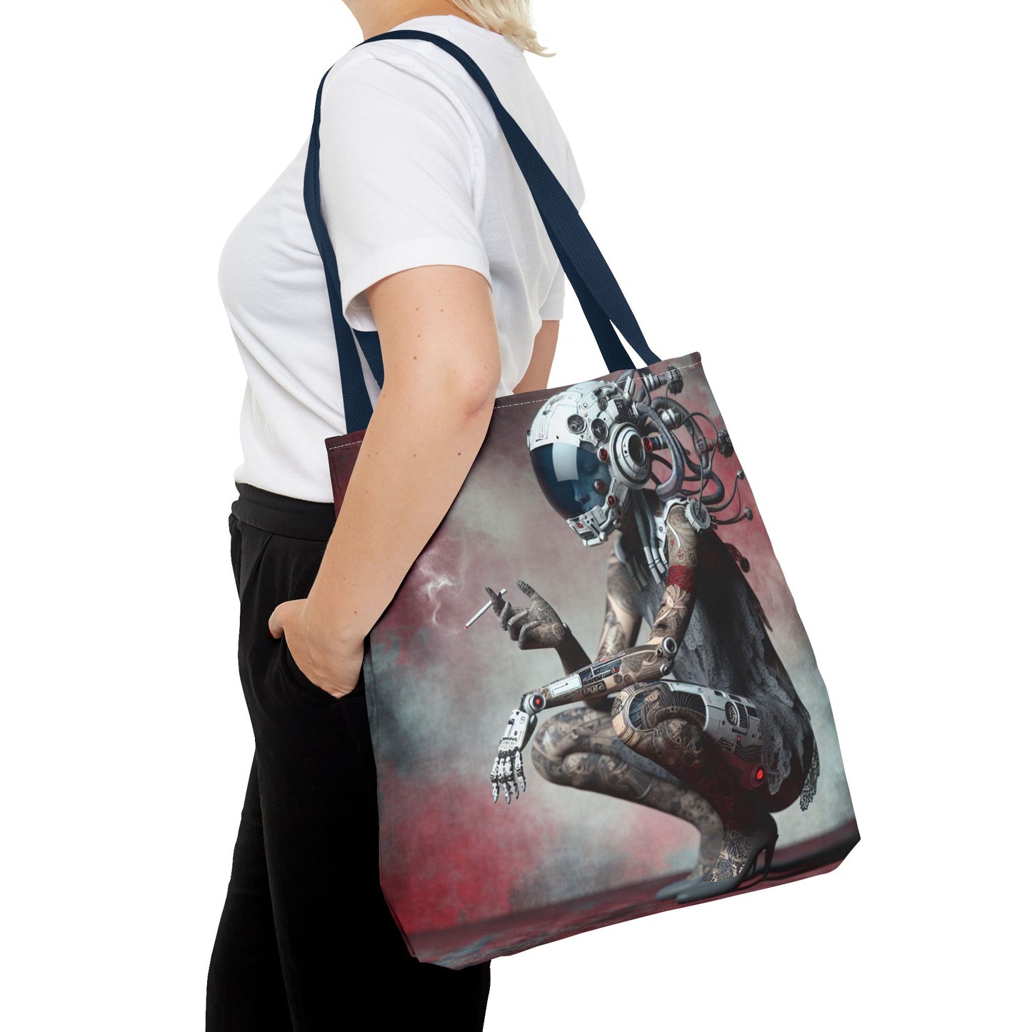 Futuristic Cyborg Tote Bag | Eco-Friendly Carryall for Sci-Fi Lovers, Gift for Tech Enthusiasts, Stylish Everyday Use