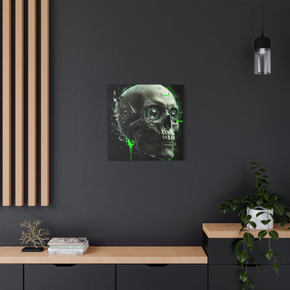 Techno Skull Canvas Art Print, Cyberpunk Wall Decor, Edgy Home Aesthetic, Gothic Gift for Him, Halloween Decoration, Modern Artwork