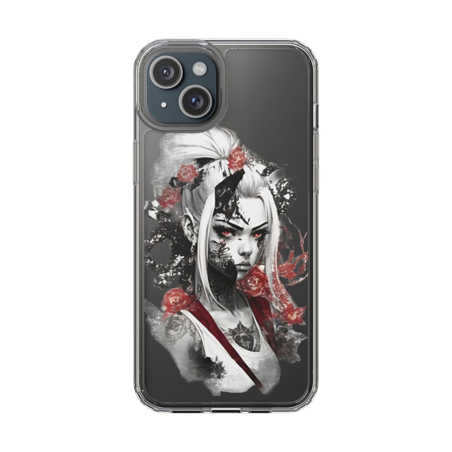 Artistic Clear Phone Case with Floral Design