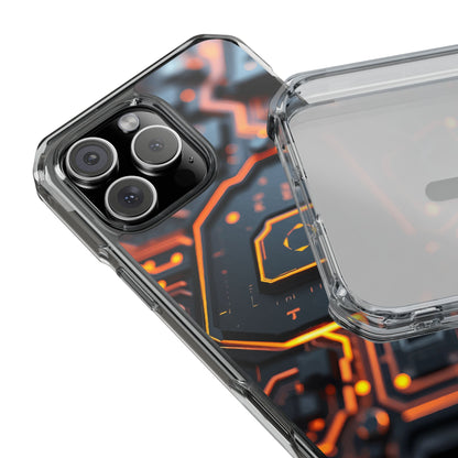 Futuristic Magnetic Phone Case, Clear Impact Case, Stylish Tech Accessory, Gifts for Tech Enthusiasts, Unique Phone Cover
