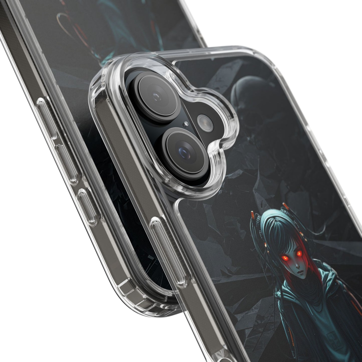 Futuristic Clear Phone Case with Cyberpunk Design - Edgy and Stylish