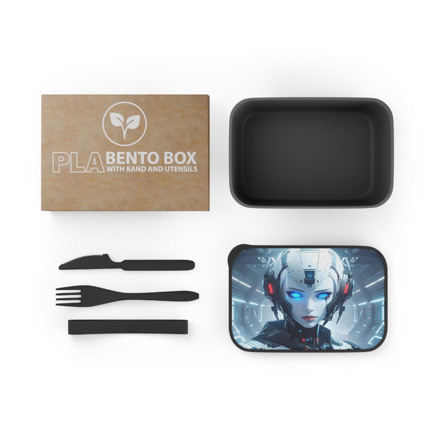 Futuristic Bento Box with Utensils, Space Design Lunch Container, Gift for Tech Lovers, Sci-Fi Bento, Robotic Meal Prep