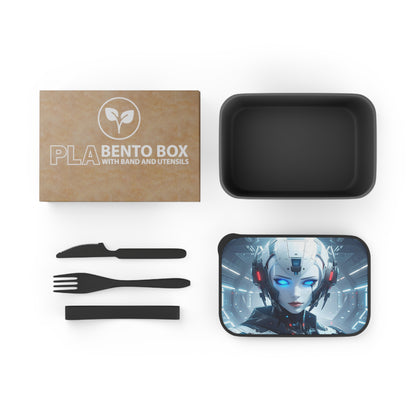 Futuristic Bento Box with Utensils, Space Design Lunch Container, Gift for Tech Lovers, Sci-Fi Bento, Robotic Meal Prep