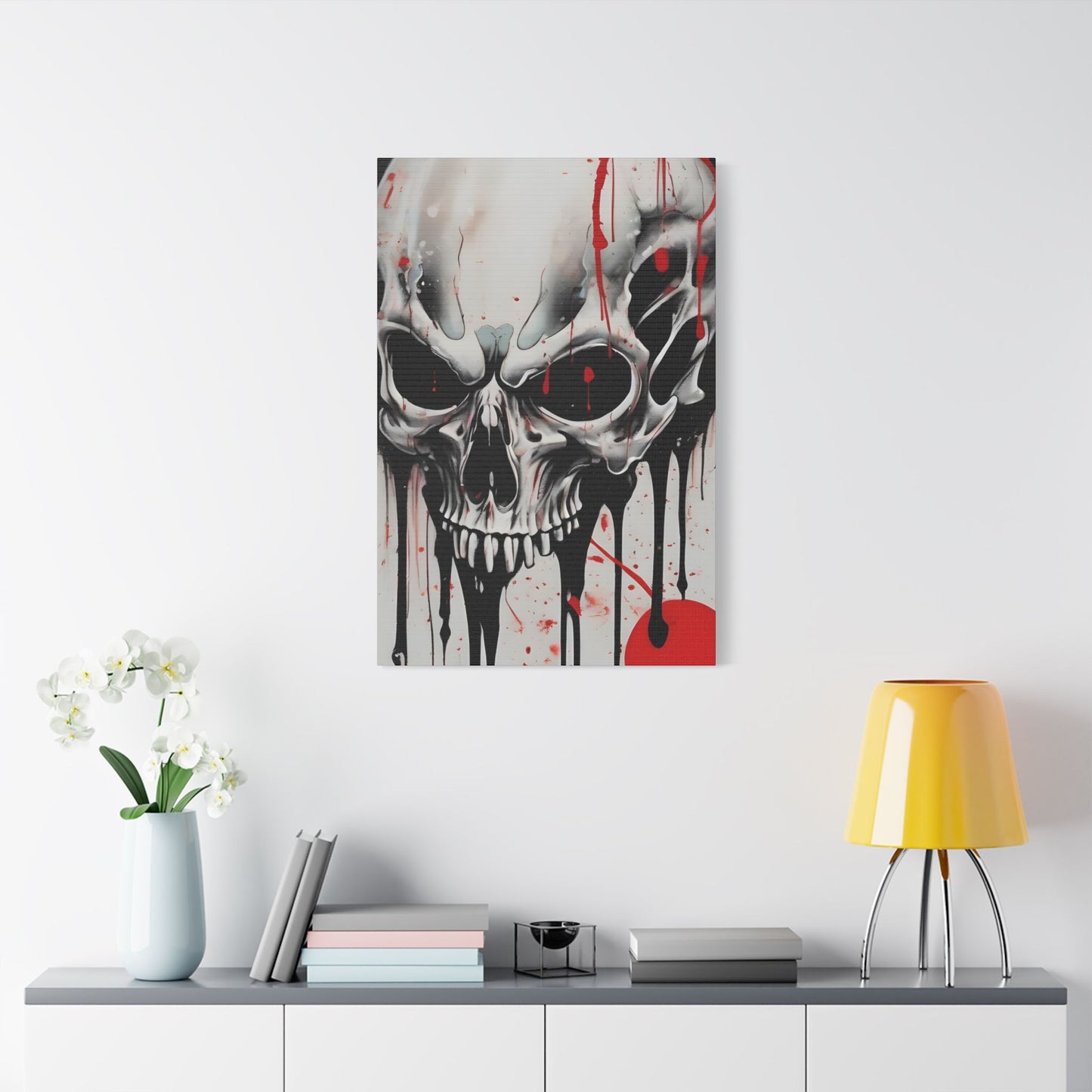 Skull Canvas Art, Edgy Wall Decor for Gothic, Halloween, and Alternative Aesthetics, Perfect for Home or Studio