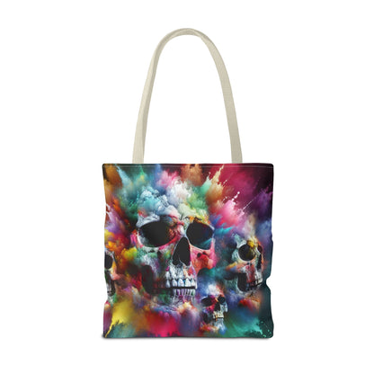 Colorful Skull Tote Bag - Artistic AOP Design, Perfect for Festivals, Everyday Use, Gift for Art Lovers, Boho Vibes