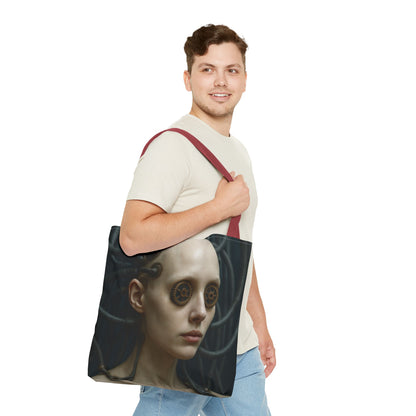 Futuristic Art Tote Bag - Unique Canvas Carryall, Cyberpunk Style, Eco-Friendly Shopping Bag, Ideal for Gifts, Fashion Statement