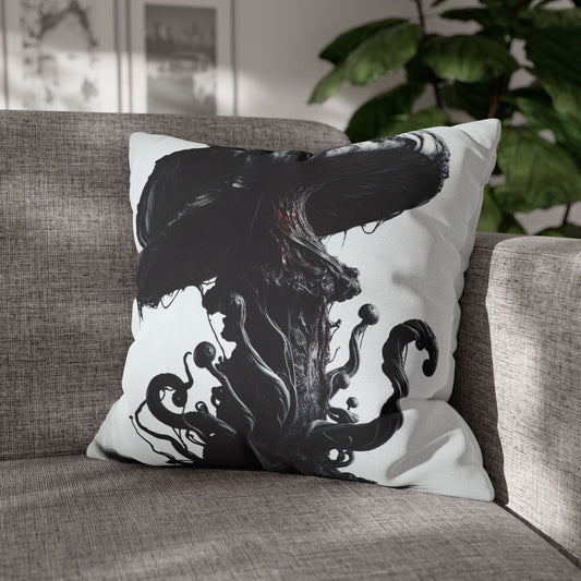 Gothic Mushroom Pillowcase | Dark Art Decor, Home Accent, Unique Gift, Black and White Throw Pillow, Living Room Decor
