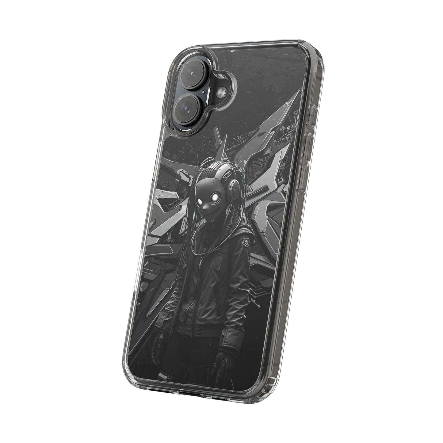 Anime-Inspired Clear Phone Case - Edgy Streetwear Style