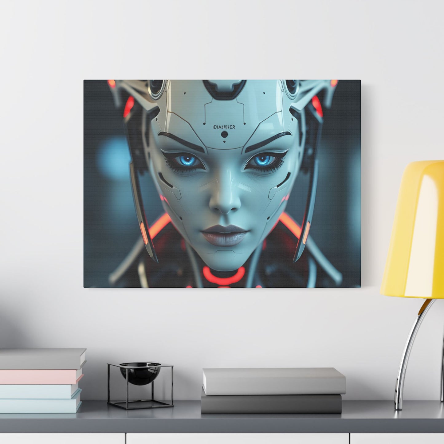Futuristic Canvas Art Print, Digital Wall Decor, Modern Home Art, Unique Gift for Tech Lovers, Robotic Aesthetic