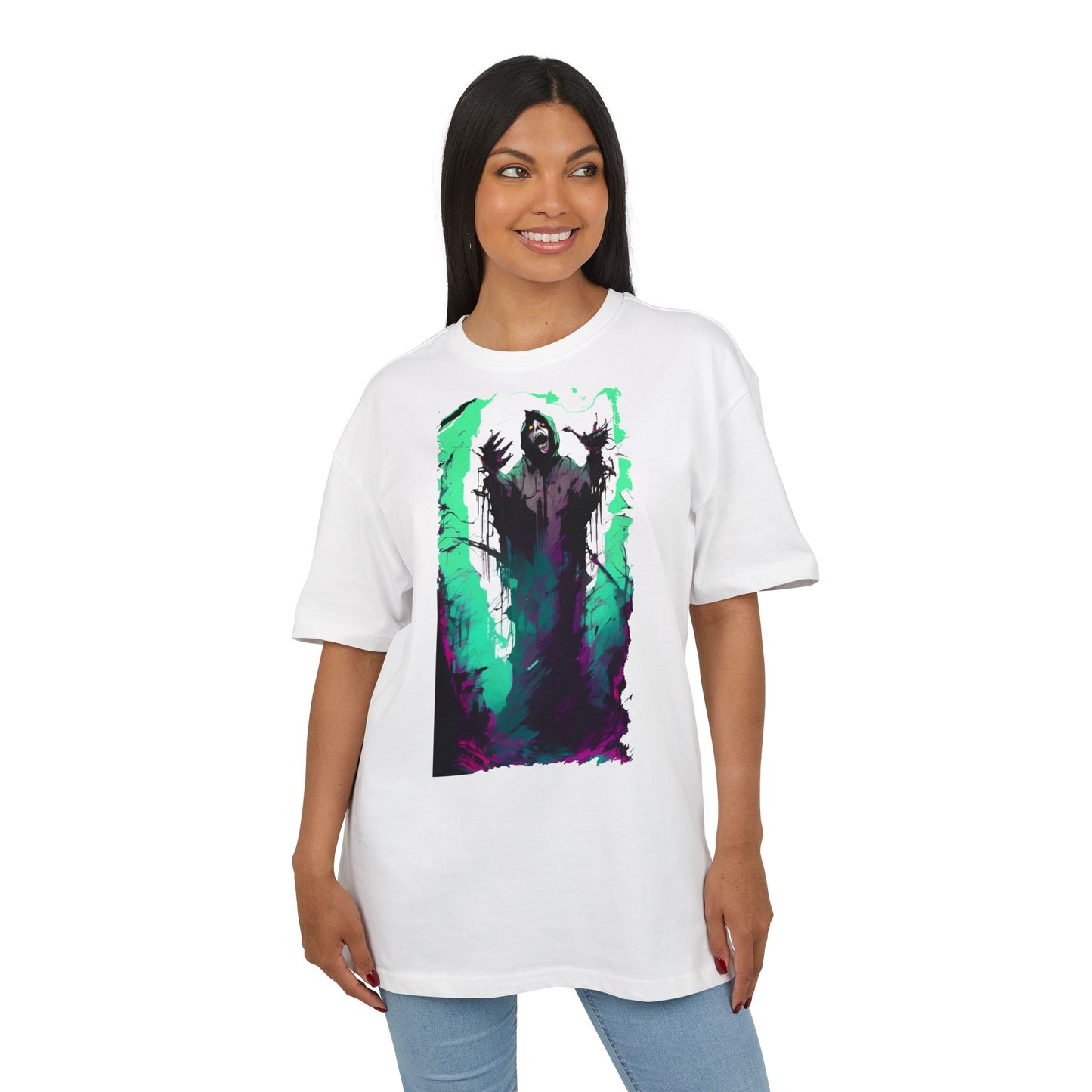 Mystical Oversized Tee - Unisex, Artistic Graphic Tee, Casual Wear, Gift for Art Lovers, Spooky Vibes Shirt