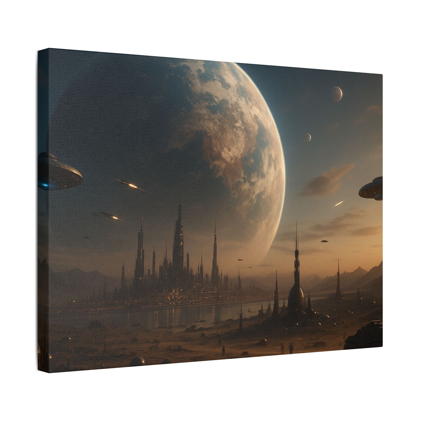Stretched Canvas Art Print, Sci-Fi Landscape Decor, Galaxy Wall Art, Unique Home Decoration, Gift for Space Lovers