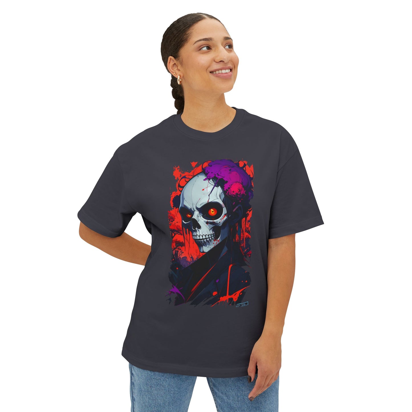 Edgy Skull Graphic Tee, Oversized T-Shirt for Casual Wear, Halloween Costume, Streetwear Fashion, Unisex Gift Idea
