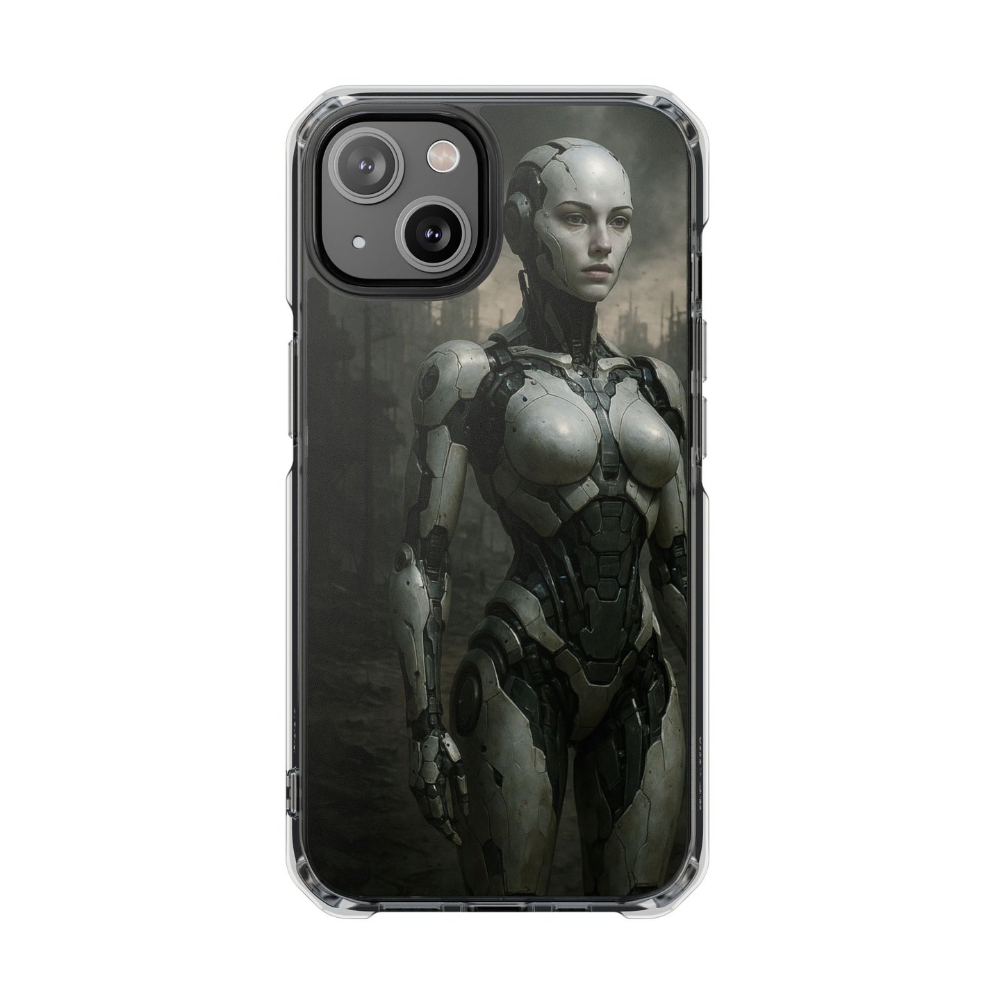 Futuristic Phone Case, Clear Impact Case with Sci-Fi Design, Smartphone Protection, Cyberpunk Aesthetic, Gift for Tech Lovers