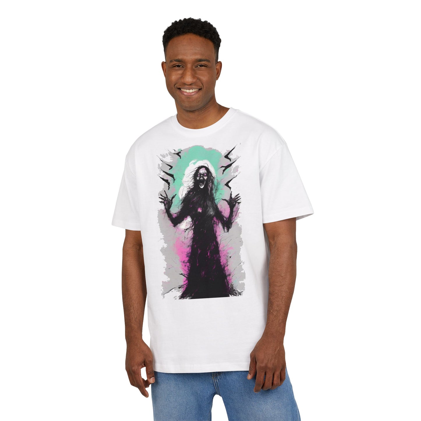 Spooky Witch Oversize Tee - Halloween Shirt, Graphic Tee for Festivals, Trendy Streetwear, Gift for Witch Lovers, Unisex Apparel