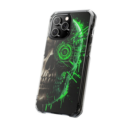 Skull Graphic Phone Case - Magnetic Clear Impact Cases, Skull Design, Unique Phone Protection, Edgy Gift for Tech Lovers