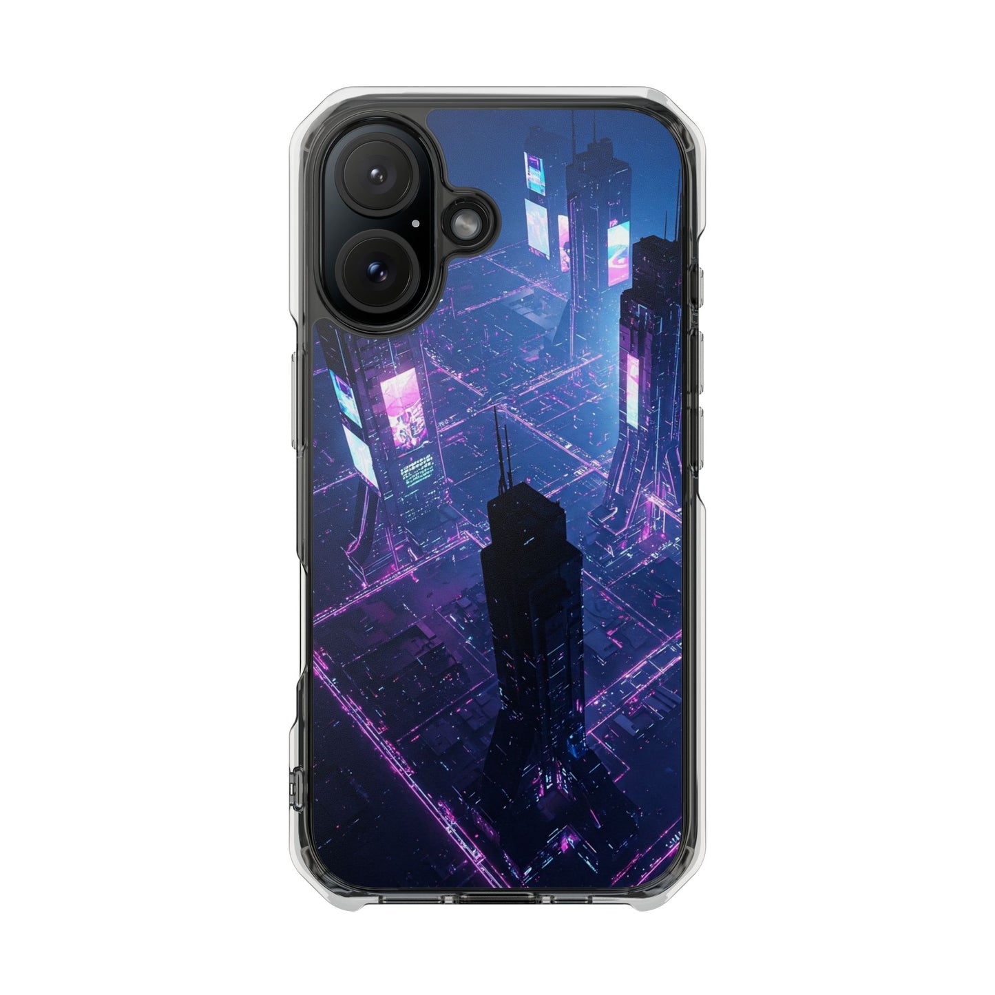 Futuristic Cityscape Phone Case, Customizable Clear Impact Case, Gift for Tech Lovers, Unique Phone Accessory, Aesthetic Cell Phone Cover