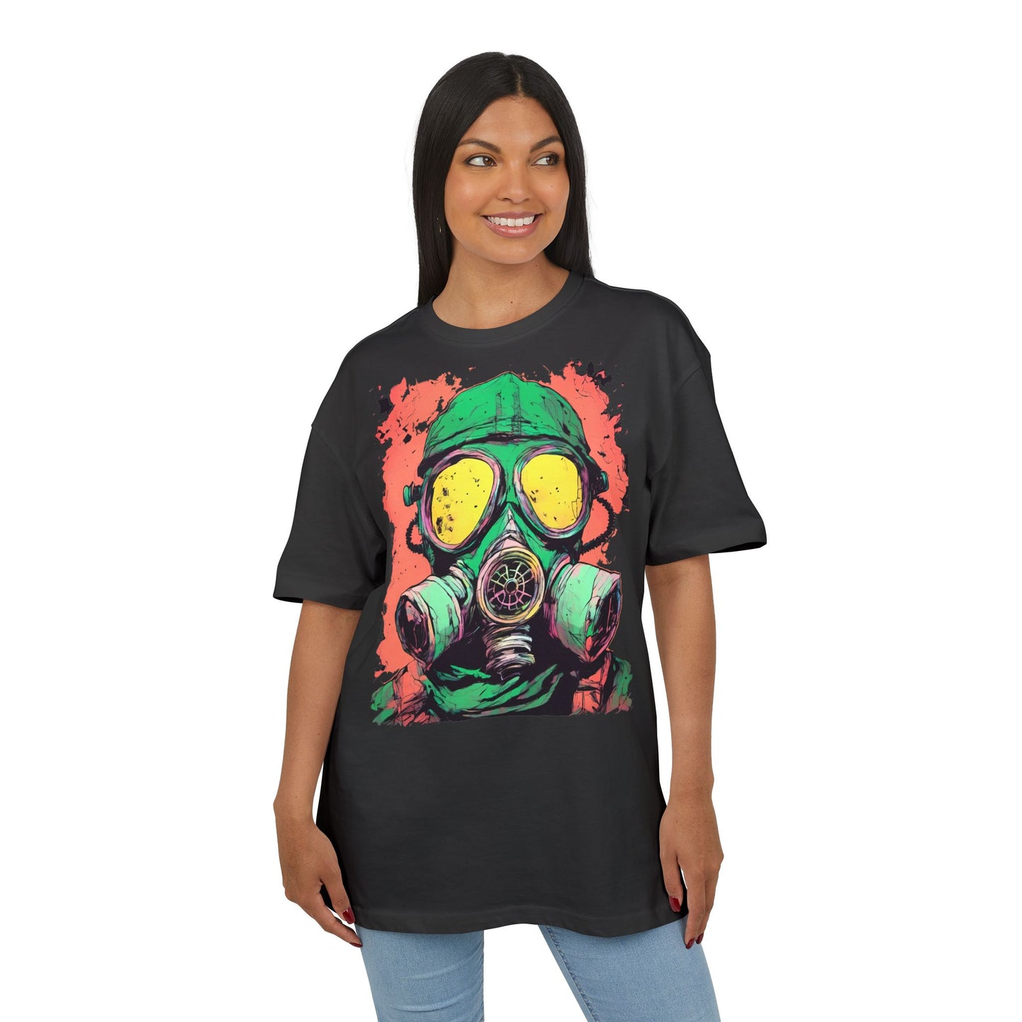 Retro Gas Mask Unisex Heavy Oversize Tee, Streetwear T-Shirt, Unique Graphic Tee, Festival Fashion, Cool Casual Wear