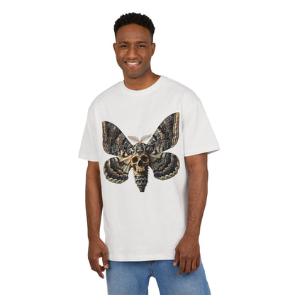 Unisex Oversize Tee with Skull Moth Design - Edgy Graphic Shirt
