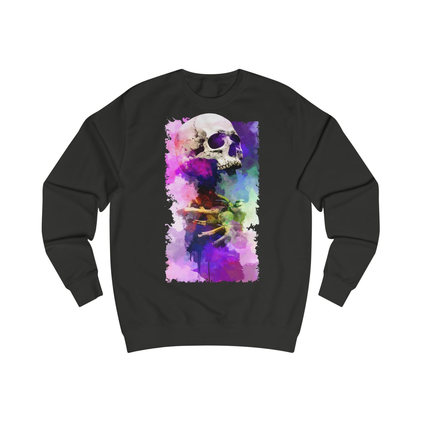 Vibrant Artistic Skull Unisex Sweatshirt, Gift for Art Lovers, Casual Wear, Halloween Style, Trendy Fall Fashion, Cozy Streetwear