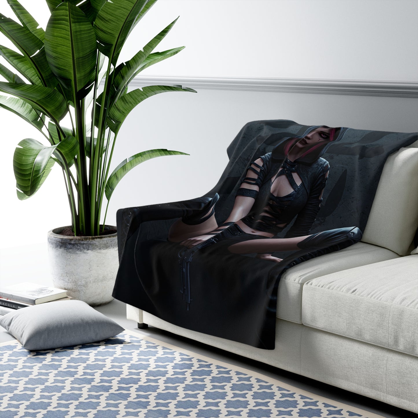 Cyber Sherpa Fleece Blanket - Cozy Cyberpunk Decor for Home
