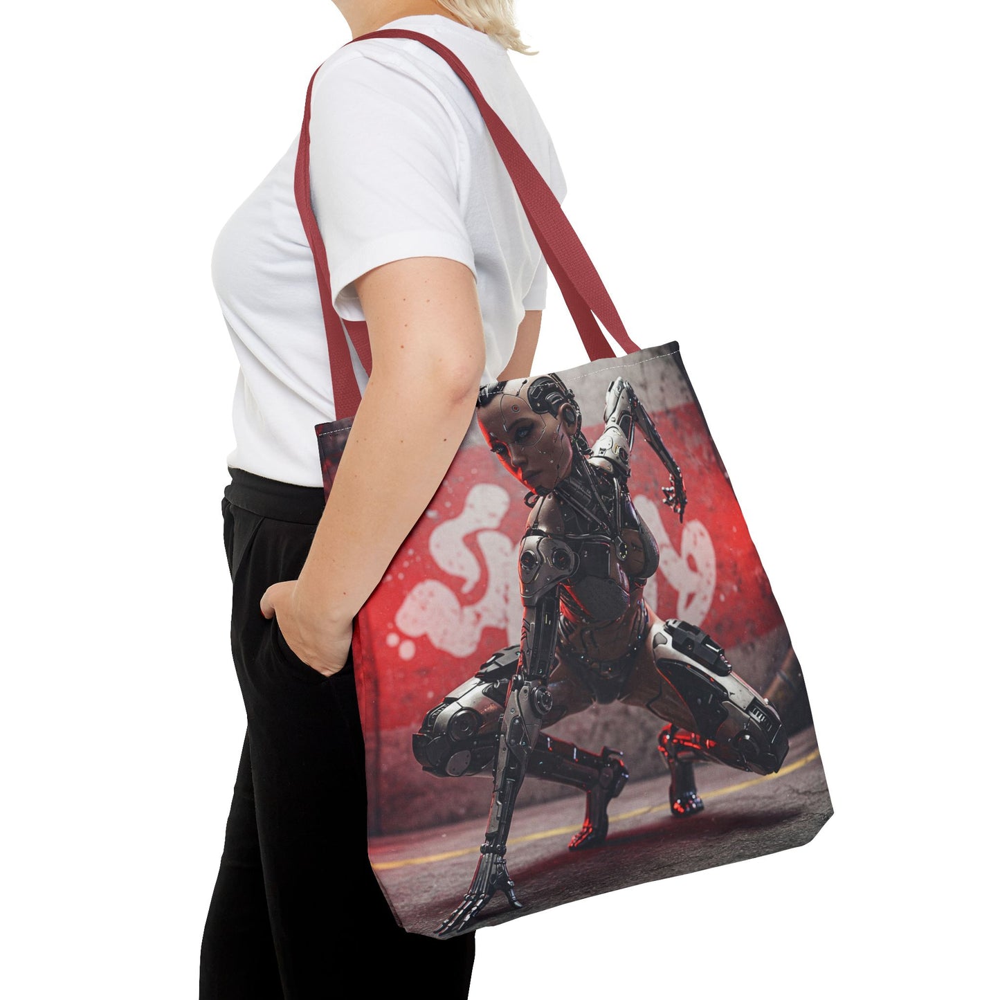 Futuristic Sci-Fi Tote Bag, Stylish Shopping Bag, Cyberpunk Accessory, Gift for Tech Lovers, Artwork Tote, Unique Canvas Bag