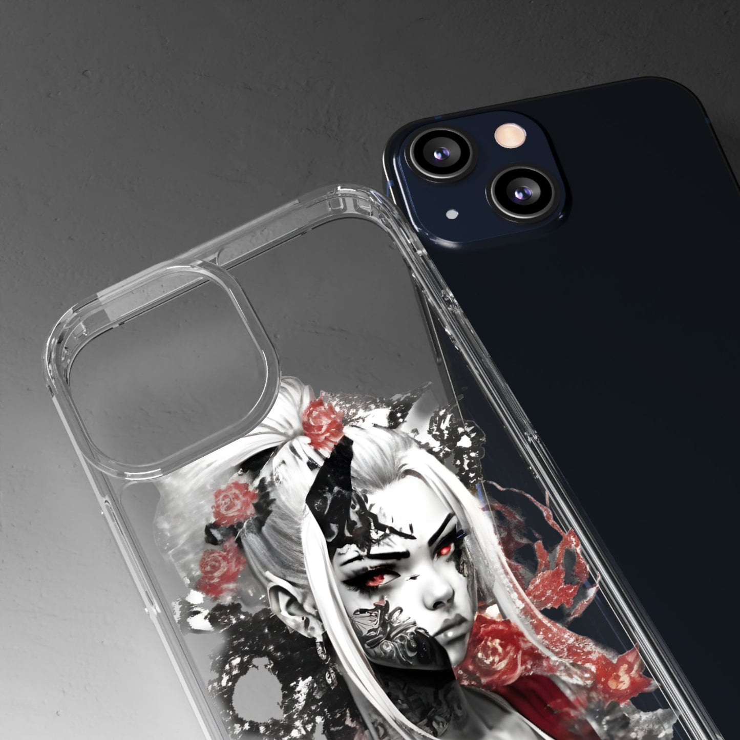 Artistic Clear Phone Case with Floral Design